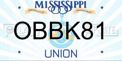 OBBK81 Mississippi License Plate