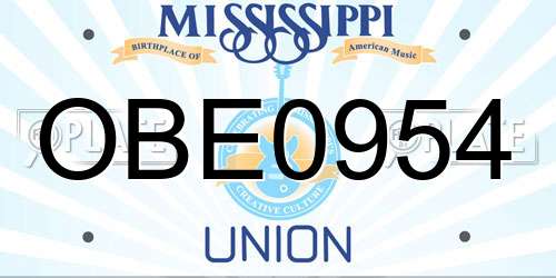 OBE0954 Mississippi License Plate