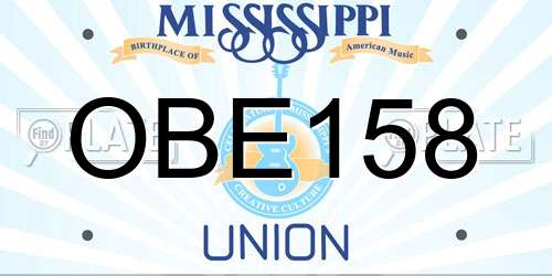 OBE158 Mississippi License Plate