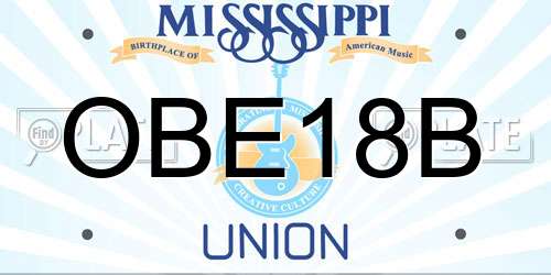 OBE18B Mississippi License Plate