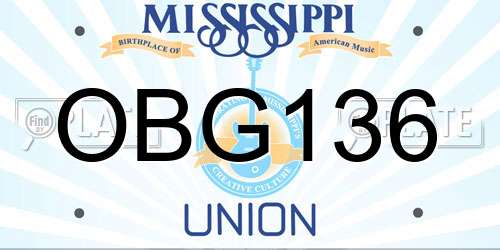 OBG136 Mississippi License Plate