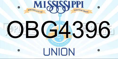 OBG4396 Mississippi License Plate