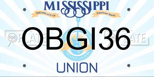 OBGI36 Mississippi License Plate