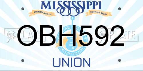 OBH592 Mississippi License Plate