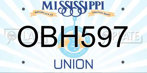 OBH597 Mississippi License Plate