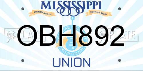 OBH892 Mississippi License Plate