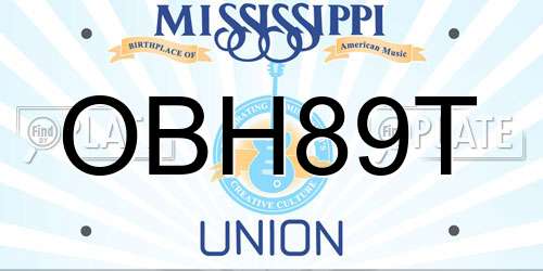 OBH89T Mississippi License Plate
