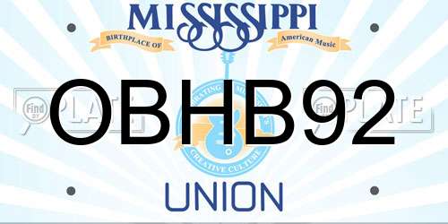 OBHB92 Mississippi License Plate