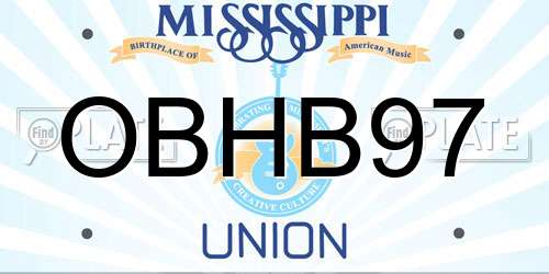 OBHB97 Mississippi License Plate