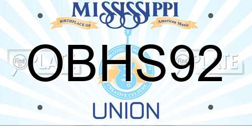 OBHS92 Mississippi License Plate