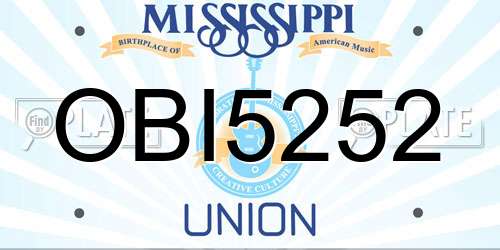OBI5252 Mississippi License Plate
