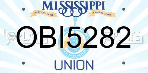 OBI5282 Mississippi License Plate