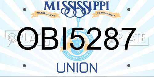 OBI5287 Mississippi License Plate