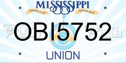 OBI5752 Mississippi License Plate