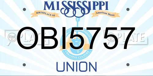 OBI5757 Mississippi License Plate