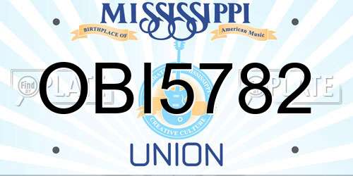 OBI5782 Mississippi License Plate