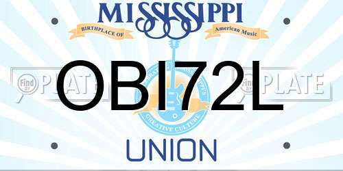 OBI72L Mississippi License Plate