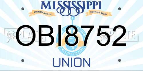 OBI8752 Mississippi License Plate