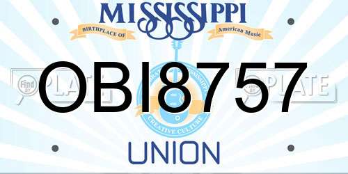 OBI8757 Mississippi License Plate