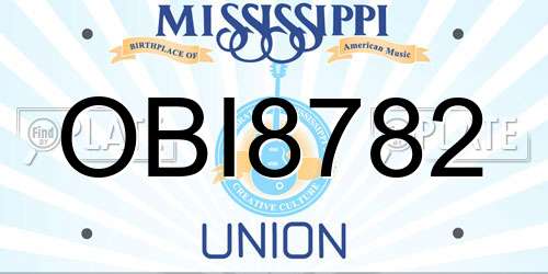 OBI8782 Mississippi License Plate