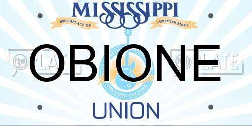 OBIONE Mississippi License Plate