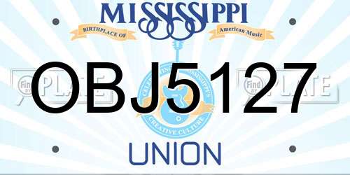 OBJ5127 Mississippi License Plate