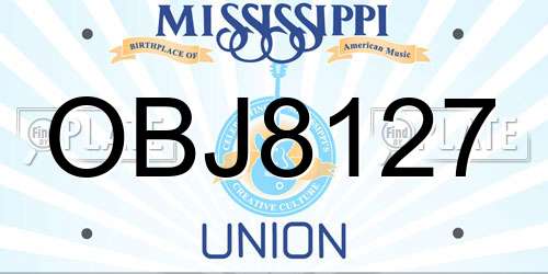 OBJ8127 Mississippi License Plate
