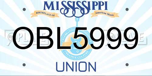 OBL5999 Mississippi License Plate