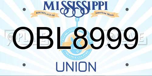 OBL8999 Mississippi License Plate