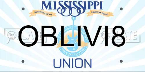 OBLIVI8 Mississippi License Plate