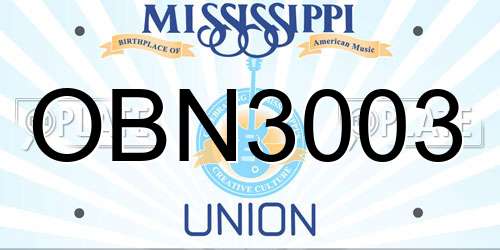 OBN3003 Mississippi License Plate
