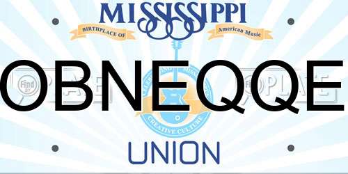 OBNEQQE Mississippi License Plate