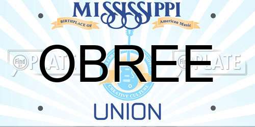 OBREE Mississippi License Plate