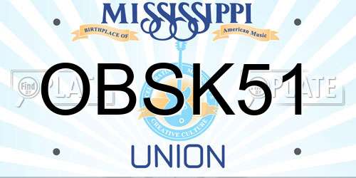 OBSK51 Mississippi License Plate