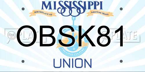 OBSK81 Mississippi License Plate