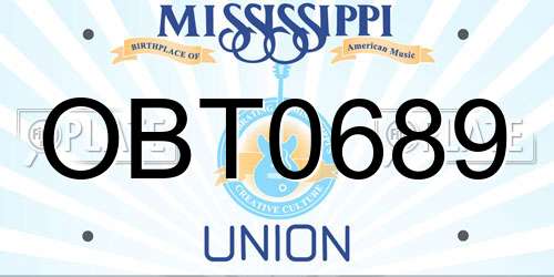 OBT0689 Mississippi License Plate