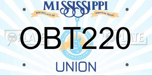 OBT220 Mississippi License Plate