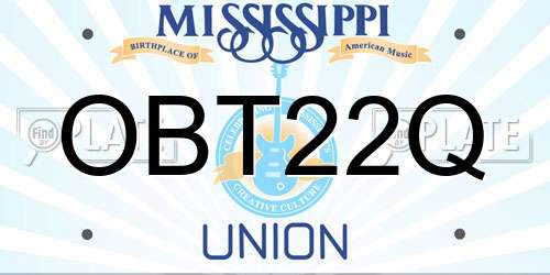OBT22Q Mississippi License Plate