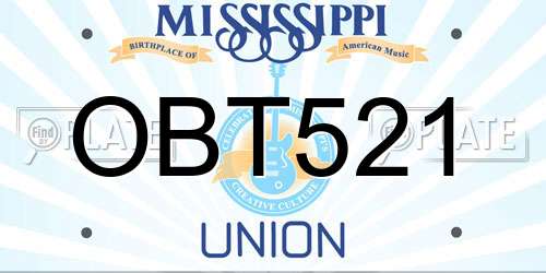 OBT521 Mississippi License Plate