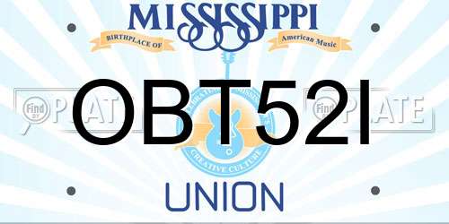 OBT52I Mississippi License Plate