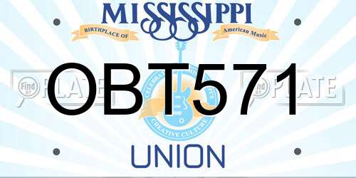 OBT571 Mississippi License Plate