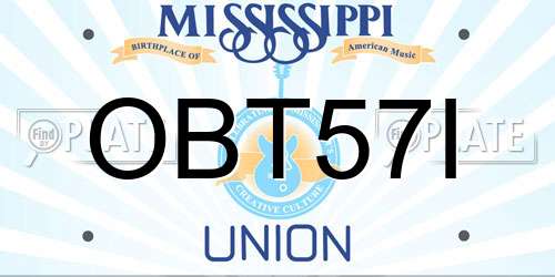 OBT57I Mississippi License Plate