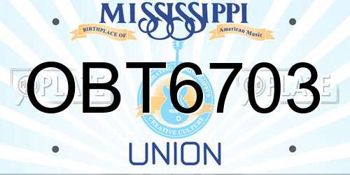OBT6703 Mississippi License Plate