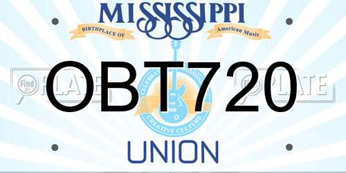 OBT720 Mississippi License Plate