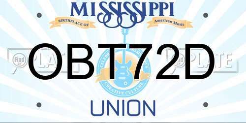OBT72D Mississippi License Plate