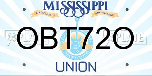 OBT72O Mississippi License Plate