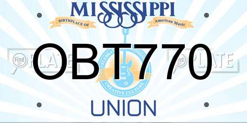 OBT770 Mississippi License Plate