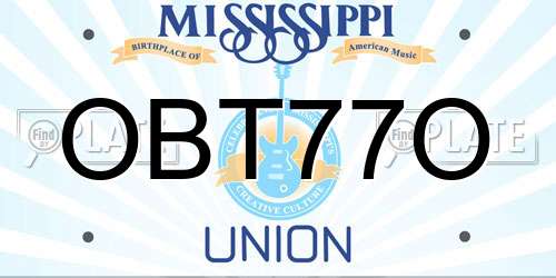 OBT77O Mississippi License Plate