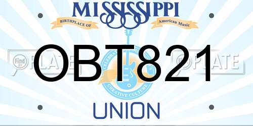 OBT821 Mississippi License Plate