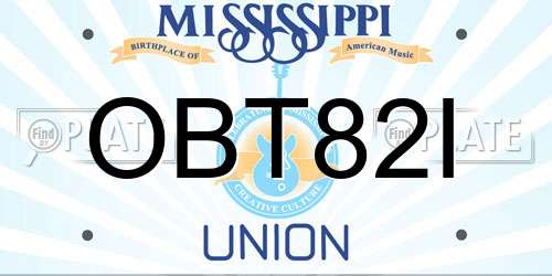 OBT82I Mississippi License Plate